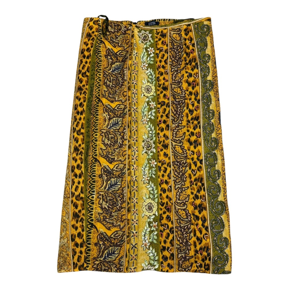 2000s Ario Floral Multicolor Pattered Straight Skirt Women's Large (34" Waist)